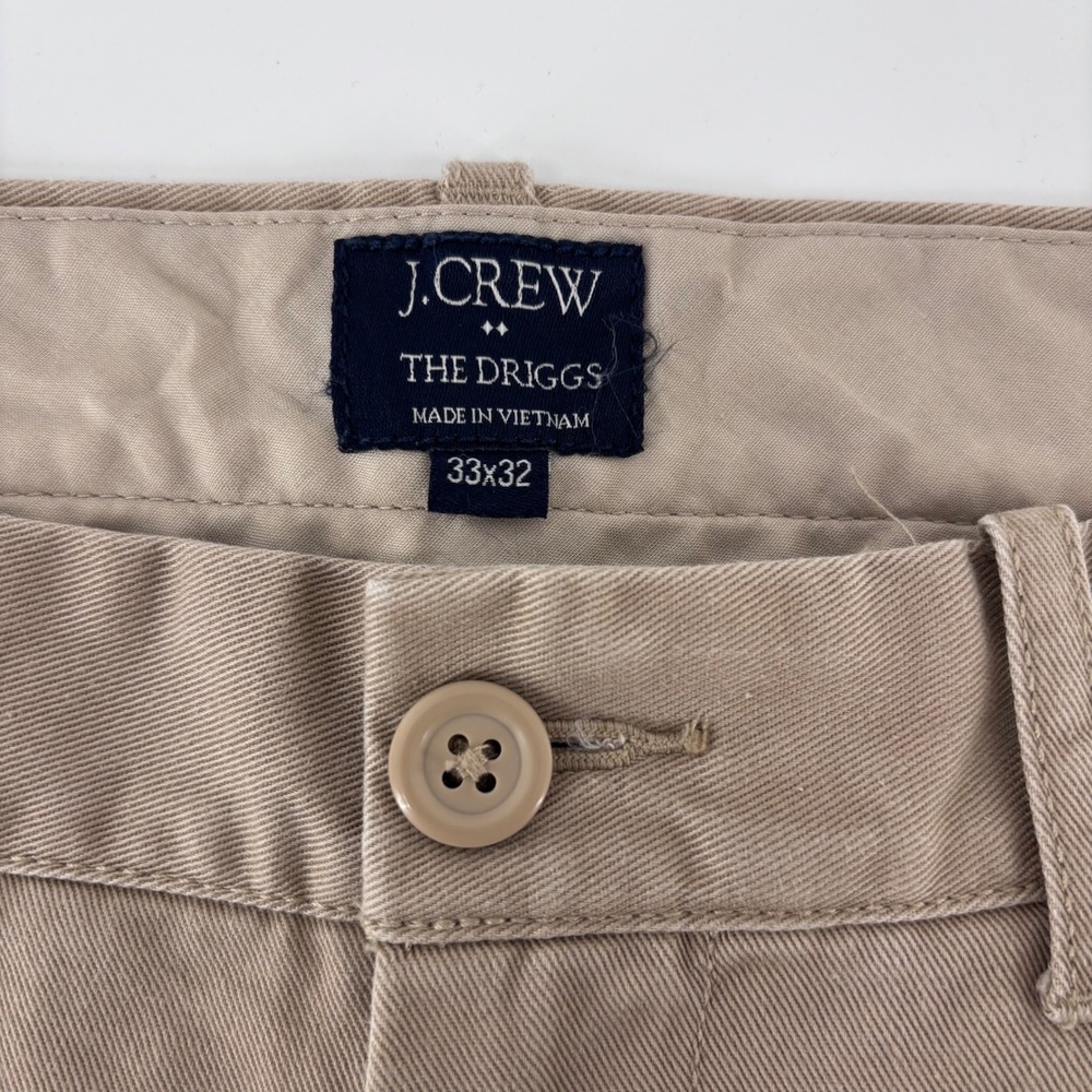 J.Crew The Driggs Chinos Mens 33x32 Tan Slim Fit Cotton Twill Khaki Pants 07310